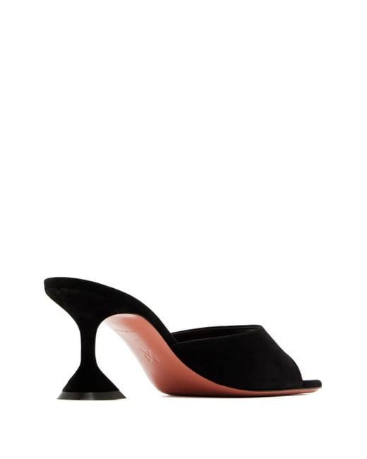 AMINA MUADDI Black Flared-Heel Suede Mules