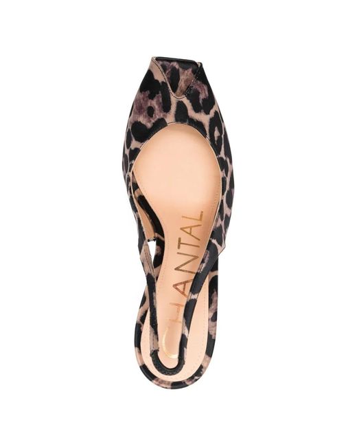 Chantal Metallic Slingback Leopard-Print Sandals