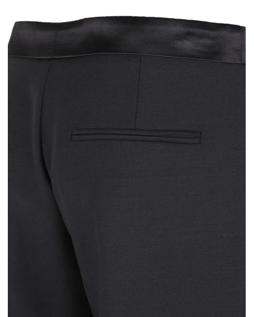 McQueen Blue Satin-Waistband Wool Trousers