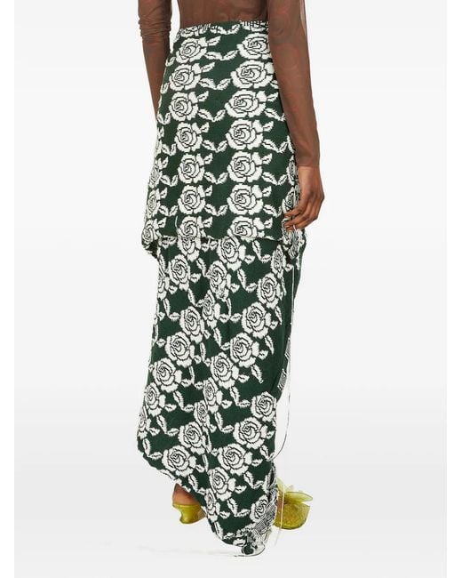 Louise Lyngh Bjerregaard Green Floral Midi Skirt