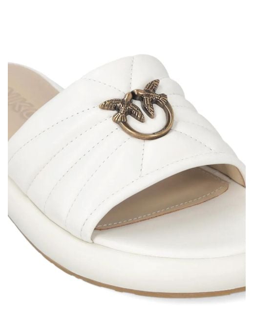 Pinko White Quilted Open Toe Sandals