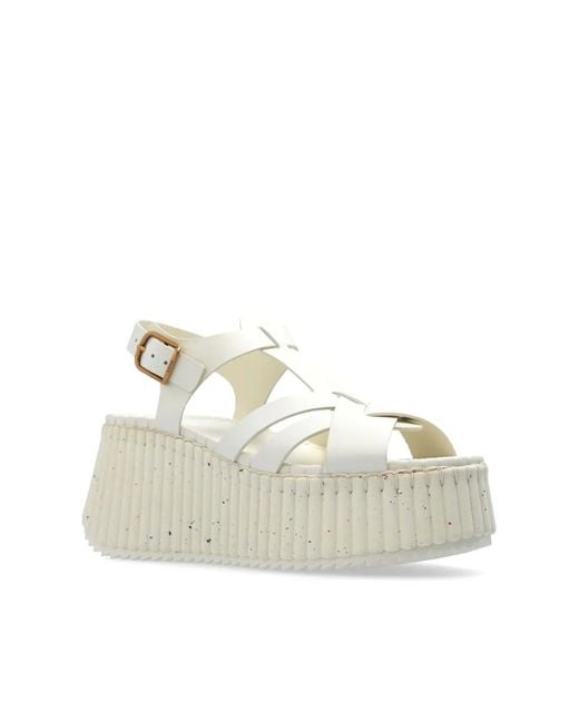 Chloé Natural Leather Platform Sandals