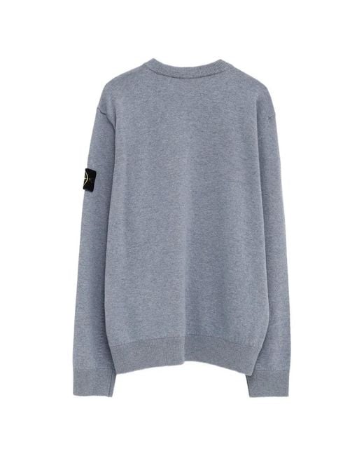 Stone Island Blue 5100010 Light Rws Geelong Wool Crewneck Jumper for men