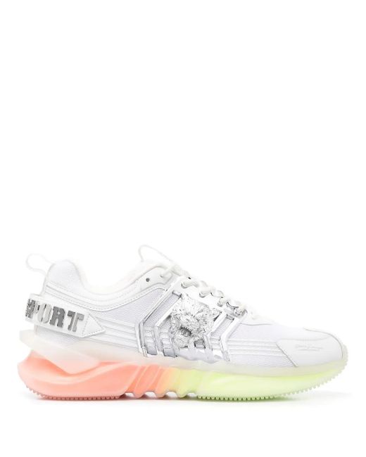 Philipp Plein White Runner Tiger Plaque Sneakers