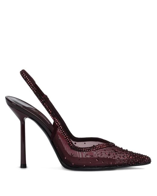 Le Silla Purple 100Mm Nicole Crystal-Embellished Slingback Pumps