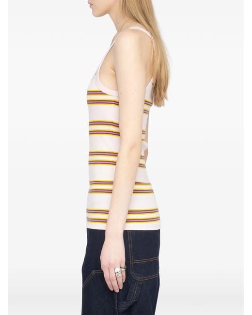 Zadig & Voltaire Natural Striped Ribbed Tank Top