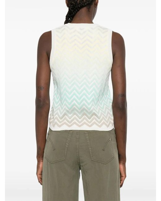 Missoni White Chevron-Pattern Top