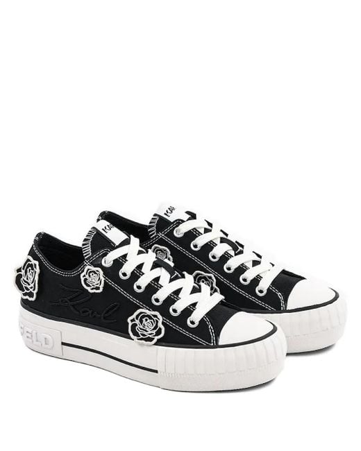 Karl Lagerfeld Black Rose-Embellished Sneakers