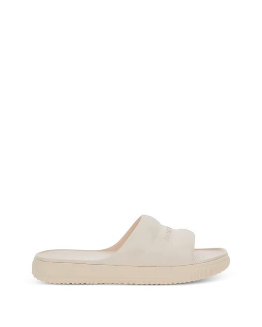 Moncler White Altive Logo Slides for men