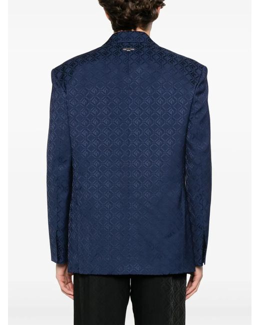 MARINE SERRE Blue Moon Diamond Jacquard Blazer for men