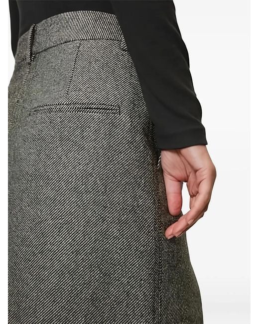 Marc O' Polo Gray Stripe-Pattern Tailored Skirt