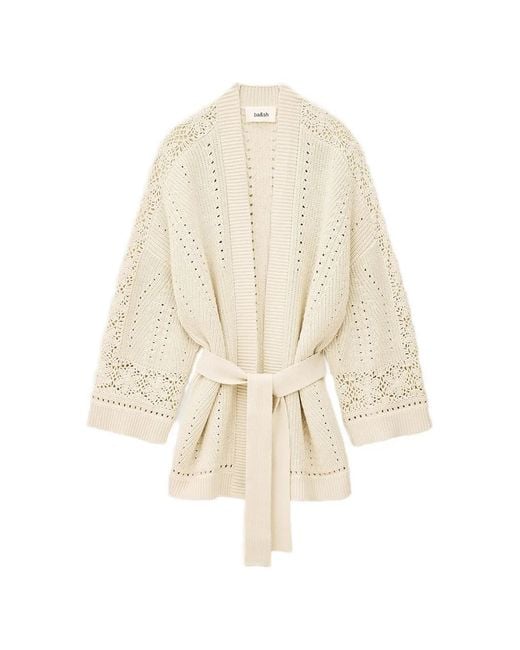 Ba&sh White Perine Crochet Belted Cardigan