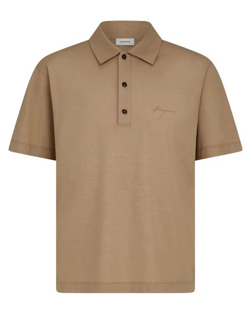 Ferragamo Natural Signature Cotton Polo Shirt for men