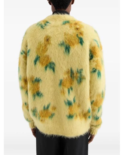 Jil Sander Yellow Brushed-Effect Cardigan for men
