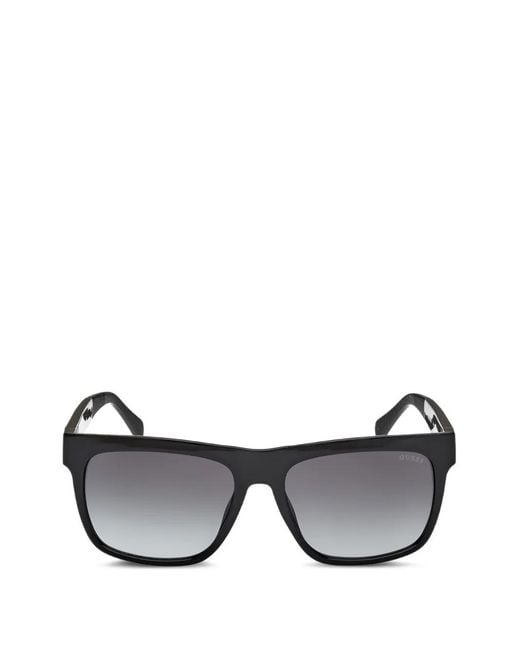 GUESS EYEWEAR Black Logo-Plaque Rectangle-Frame Sunglasses for men