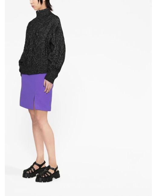 Ganni Black High-Neck Ribbed-Knit Jumper