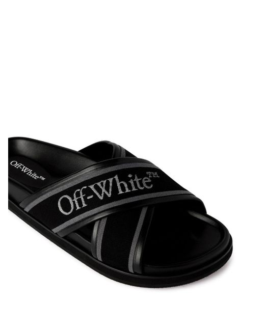 Off-White c/o Virgil Abloh Black Off- Embroidered Logo Slides With for men