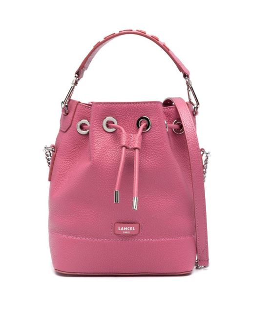 Lancel Pink Logo-patch Leather Bucket Bag