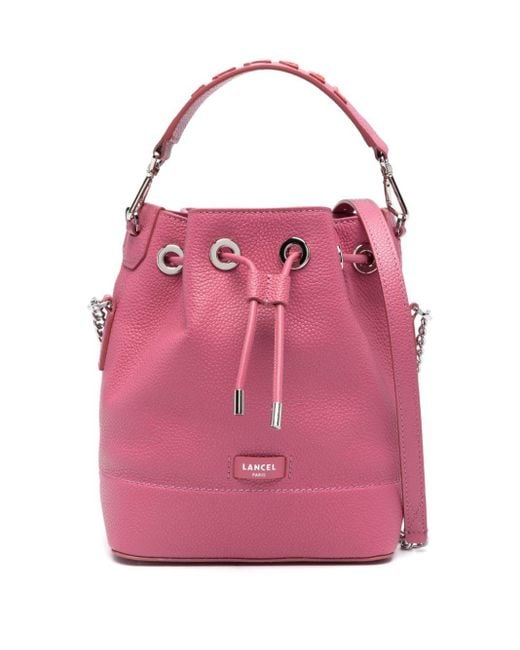 Lancel Pink Logo-patch Leather Bucket Bag