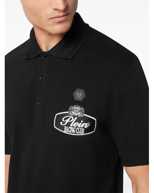 Philipp Plein Black Racing Club Polo Shirt for men