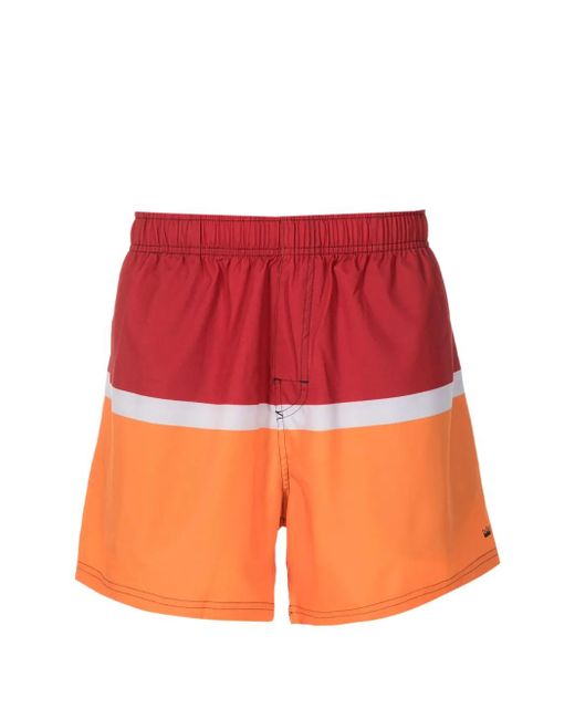 Costume Da Bagno A Righe Con Vita Elasticizzata di Osklen in Red da Uomo
