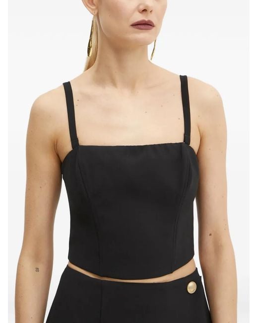 Guess Black Raissa Square-Neck Crop Top