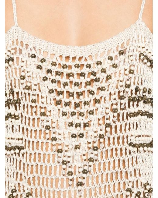 Bless White Takara Bead-Embellished Fringed Maxi Dress