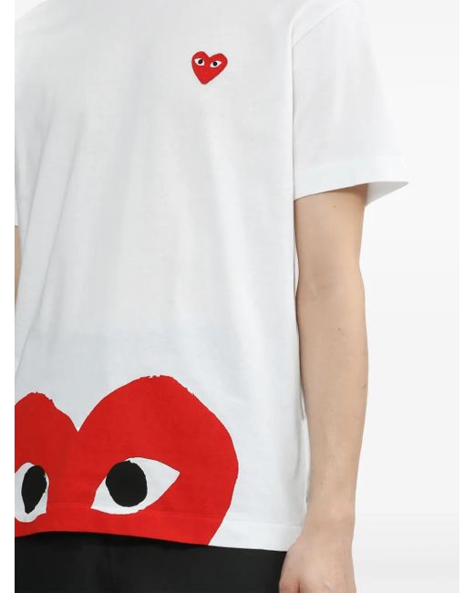 Camiseta con corazón estampado COMME DES GARÇONS PLAY de color White