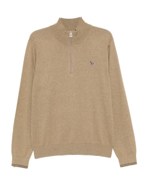 Paul Smith Natural Half-Zip Jumper for men