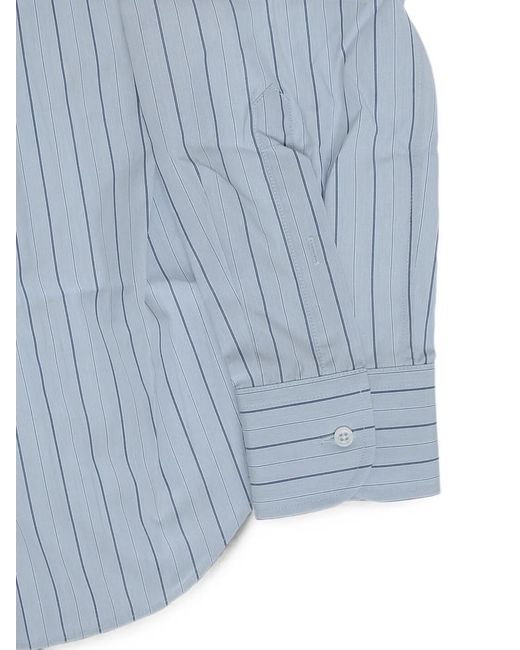 Corneliani Blue Striped French-Collar Shirt for men