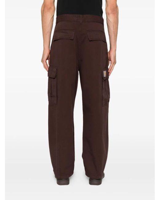Carhartt Brown Logo-Patch Trousers for men
