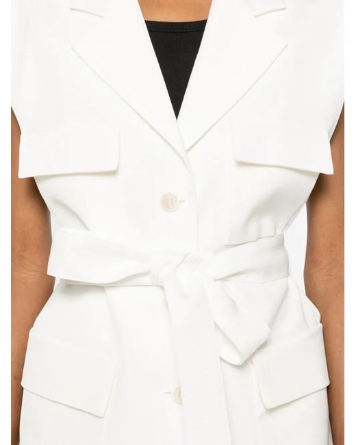 P.A.R.O.S.H. White Pocket Belted Waistcoat