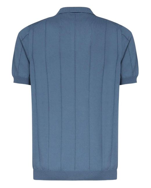Galiana Blue Ribbed Polo T-Shirt for men