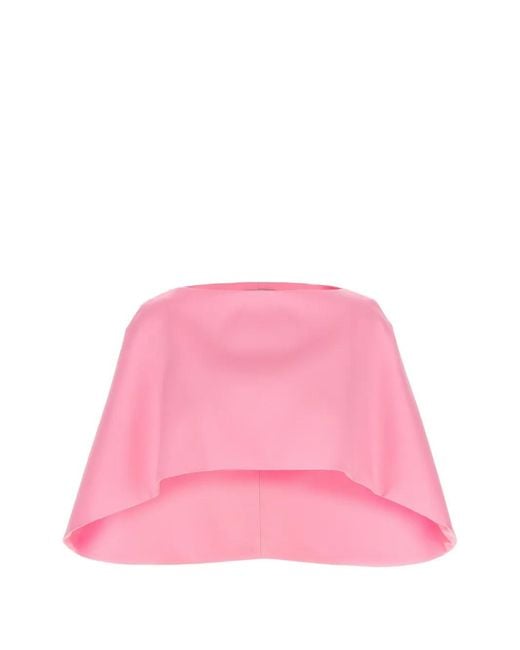 Alberta Ferretti Pink Cropped Boat-Neck Cape
