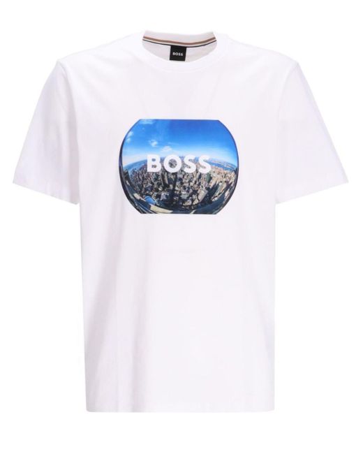 Boss T-shirt Met Grafische Print in het Blue voor heren