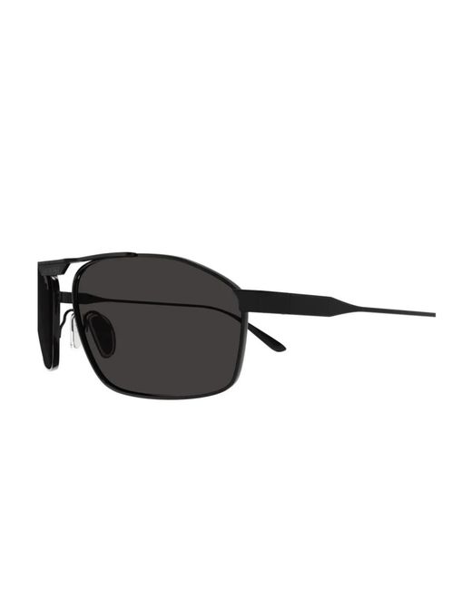 Balenciaga Black Metal Frame Rectangular Sunglasses
