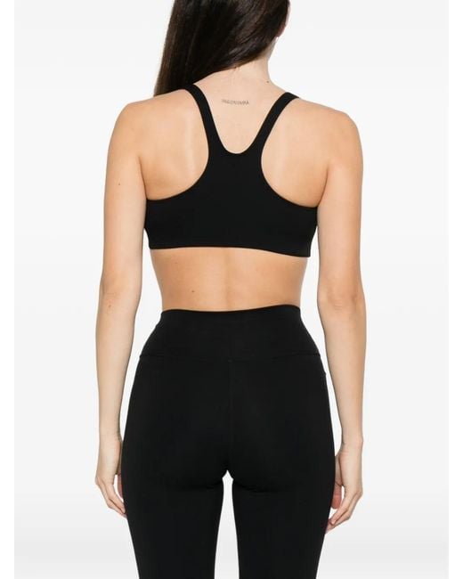 Sporty & Rich Black Srhwc Logo Cropped Sports Bra