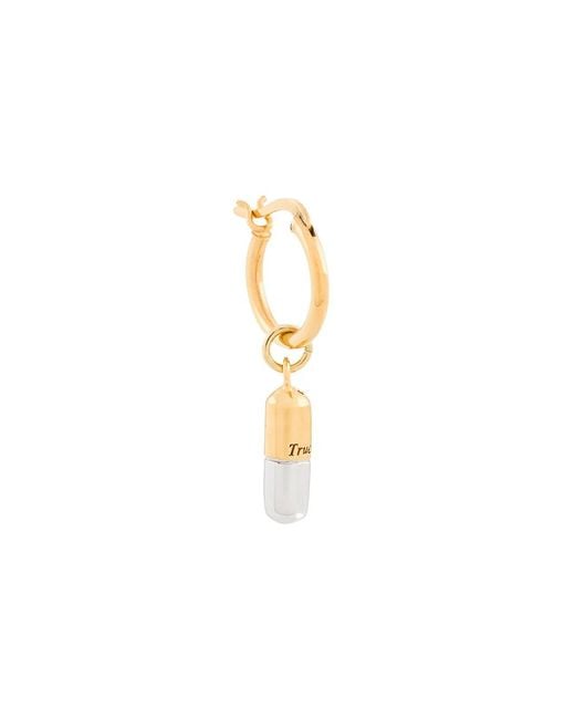 True Rocks White Two-Tone Pill Hoop Earring for men
