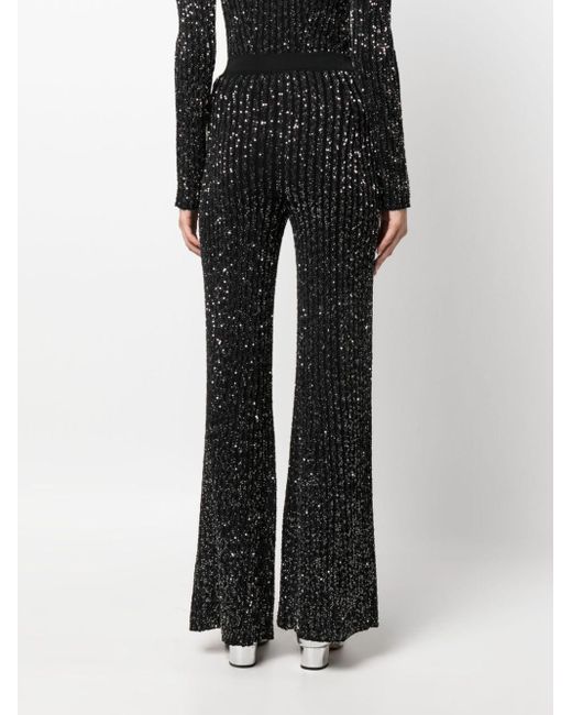 Missoni Black Sequin-embellished Ribbed-knit Trousers
