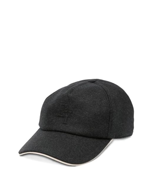 Eleventy Black Curved-Peak Wool Baseball Cap for men