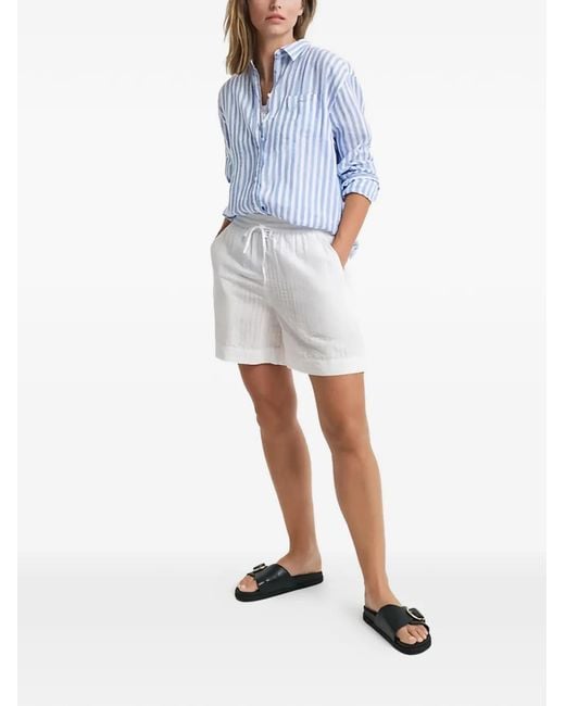 Gant White Drawstring Textured Shorts