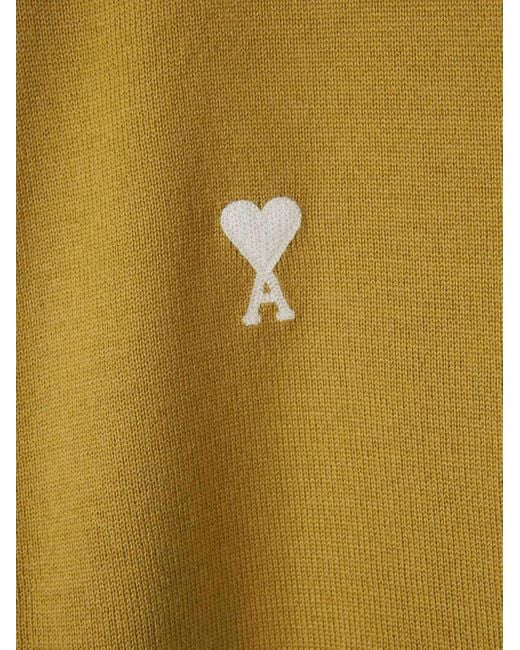 AMI Yellow Ami De Coeur Wool Cardigan