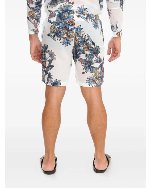 Amir Slama Blue Floral-Print Shorts for men