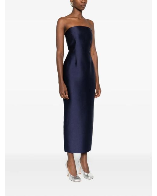 Solace London Blue Midaxi Strapless Midi Dress