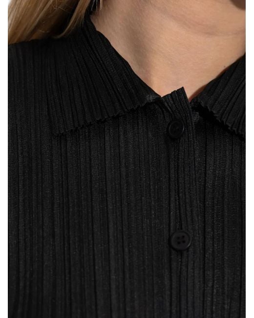 Pleats Please Issey Miyake Black Basics Pleated Long-Sleeve Shirt
