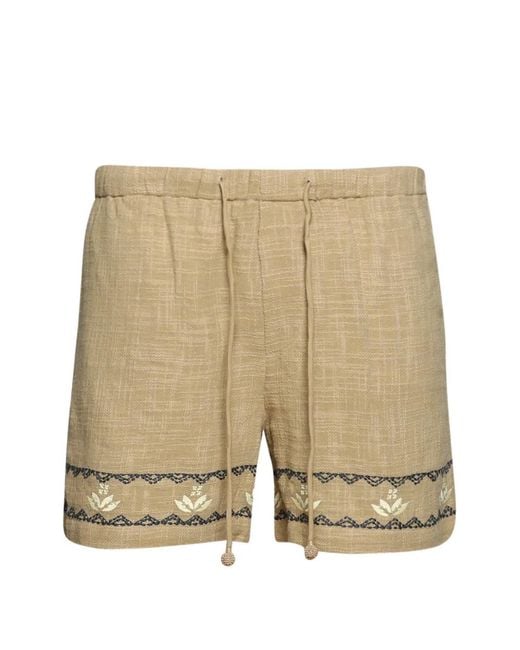 BAZISZT Natural Mexican Drawstring-Fastening Shorts for men