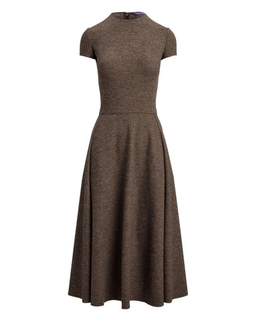 Ralph Lauren Margaret Midi-Jurk Met Korte Mouwen in het Brown