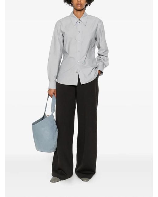 Lemaire Black Wool And Cotton Wide-Leg Trousers