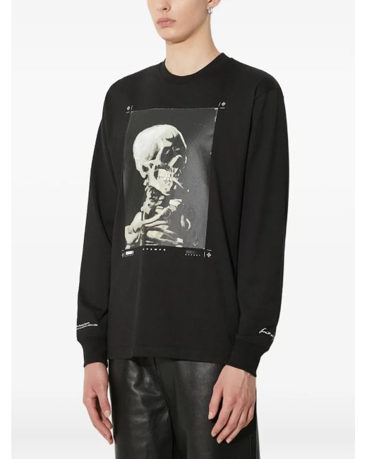 Stampd Black Skull-Print Long-Sleeve T-Shirt for men
