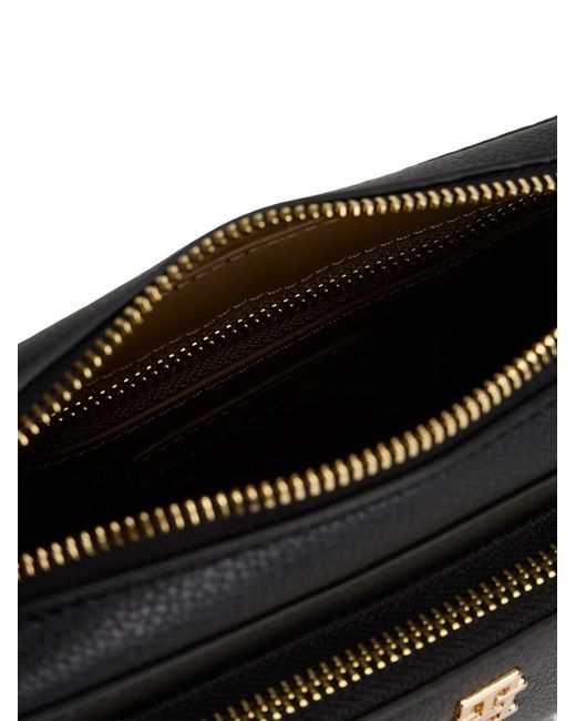 Tommy Hilfiger Black Logo-Detail Zipped Shoulder Bag